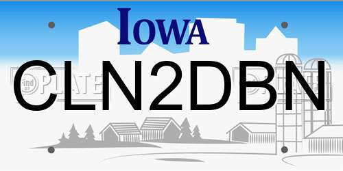 CLN2DBN Iowa License Plate