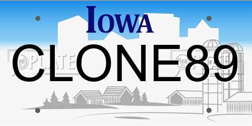 CLONE89 Iowa License Plate