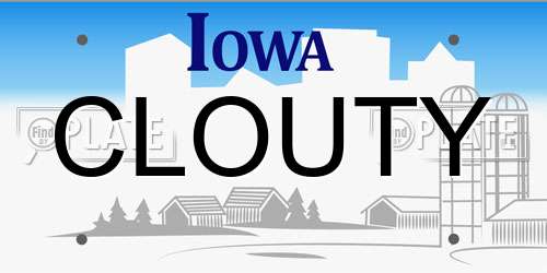 CLOUTY Iowa License Plate