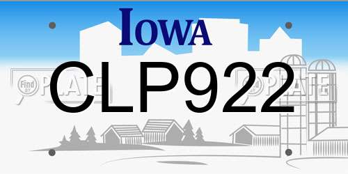CLP922 Iowa License Plate