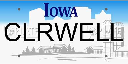 CLRWELL Iowa License Plate