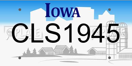 CLS1945 Iowa License Plate