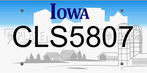 CLS5807 Iowa License Plate