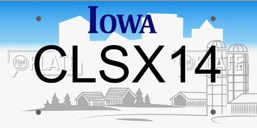 CLSX14 Iowa License Plate