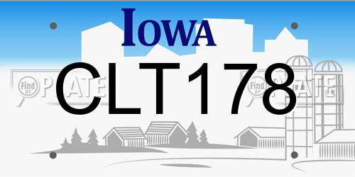 CLT178 Iowa License Plate