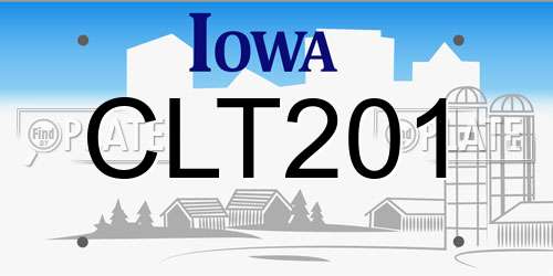 CLT201 Iowa License Plate