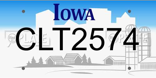 CLT2574 Iowa License Plate