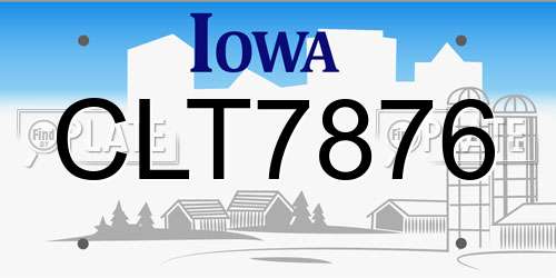 CLT7876 Iowa License Plate
