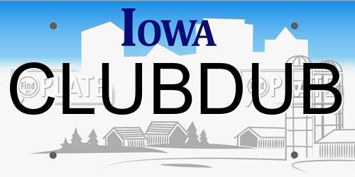 CLUBDUB Iowa License Plate