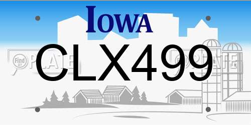 CLX499 Iowa License Plate