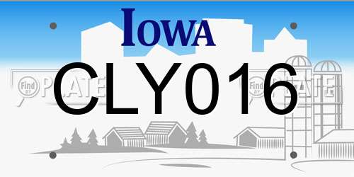 CLY016 Iowa License Plate
