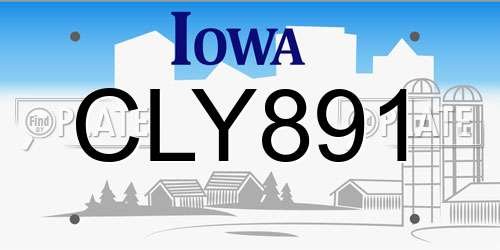 CLY891 Iowa License Plate