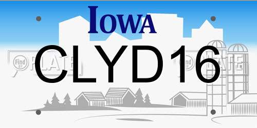 CLYD16 Iowa License Plate