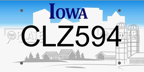 CLZ594 Iowa License Plate