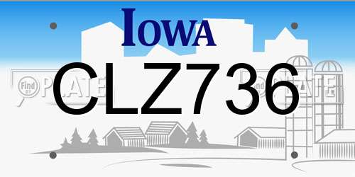 CLZ736 Iowa License Plate