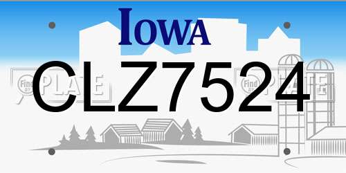 CLZ7524 Iowa License Plate