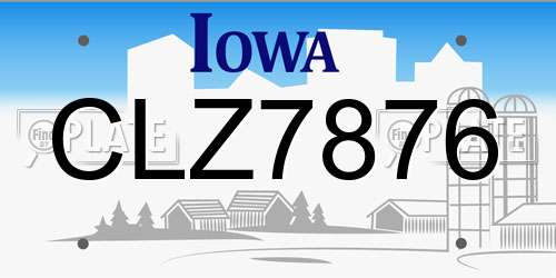 CLZ7876 Iowa License Plate