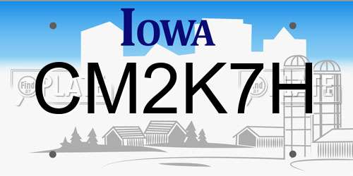 CM2K7H Iowa License Plate