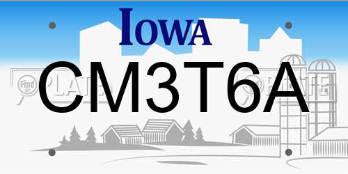 CM3T6A Iowa License Plate