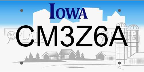 CM3Z6A Iowa License Plate