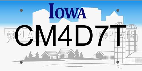 CM4D7T Iowa License Plate