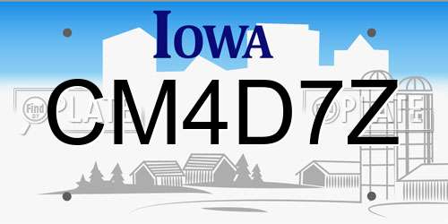 CM4D7Z Iowa License Plate
