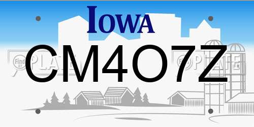 CM4O7Z Iowa License Plate