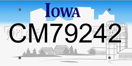 CM79242 Iowa License Plate