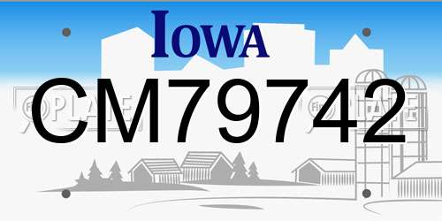 CM79742 Iowa License Plate
