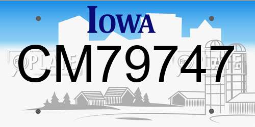 CM79747 Iowa License Plate