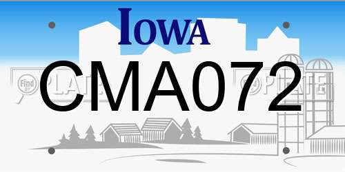 CMA072 Iowa License Plate
