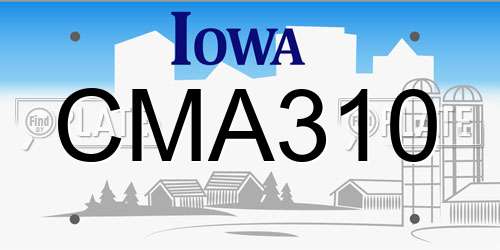 CMA310 Iowa License Plate