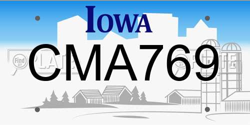 CMA769 Iowa License Plate
