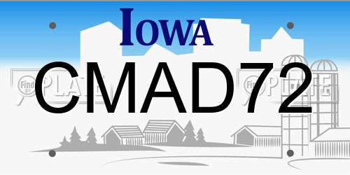CMAD72 Iowa License Plate