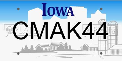 CMAK44 Iowa License Plate