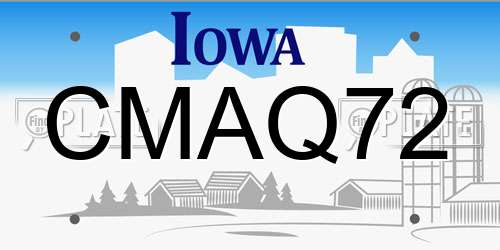 CMAQ72 Iowa License Plate