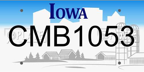 CMB1053 Iowa License Plate
