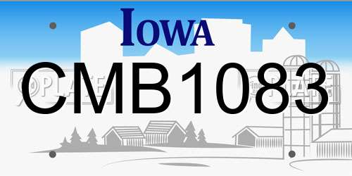 CMB1083 Iowa License Plate
