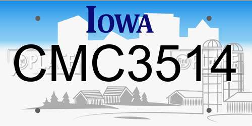 CMC3514 Iowa License Plate