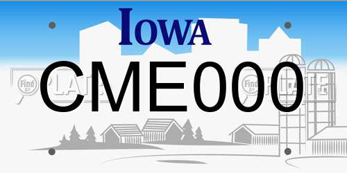 CME000 Iowa License Plate