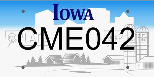CME042 Iowa License Plate