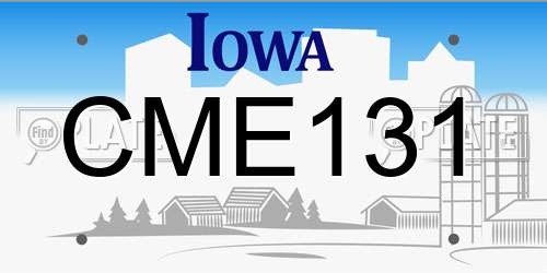 CME131 Iowa License Plate