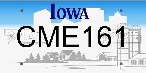 CME161 Iowa License Plate
