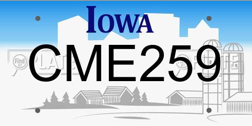 CME259 Iowa License Plate