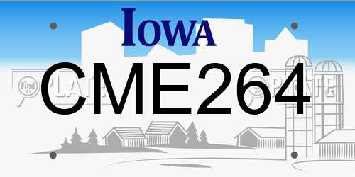 CME264 Iowa License Plate