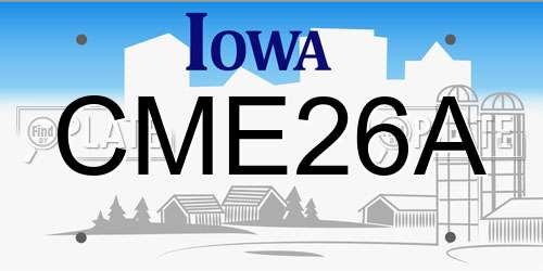 CME26A Iowa License Plate