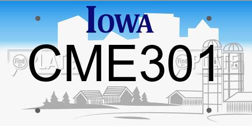 CME301 Iowa License Plate