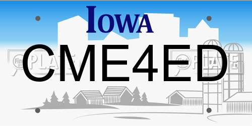CME4ED Iowa License Plate