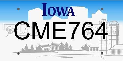 CME764 Iowa License Plate