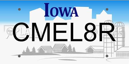 CMEL8R Iowa License Plate